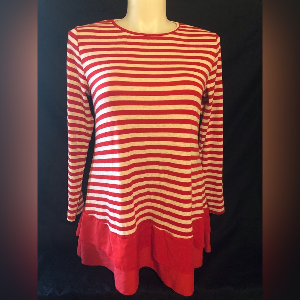 Dunea long sleeve tunic multi colored striped top xlarge